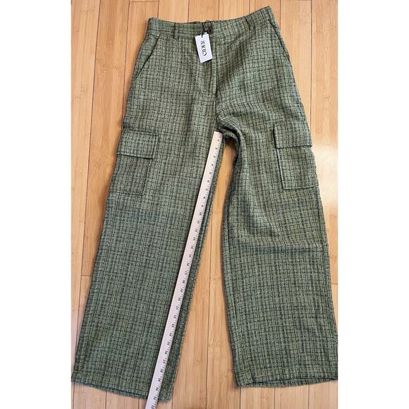 NWT Cider, Green, Cargo Pockets, Wide Leg Pants, Flat Front Pockets, Size Lrg - Picture 4 of 10